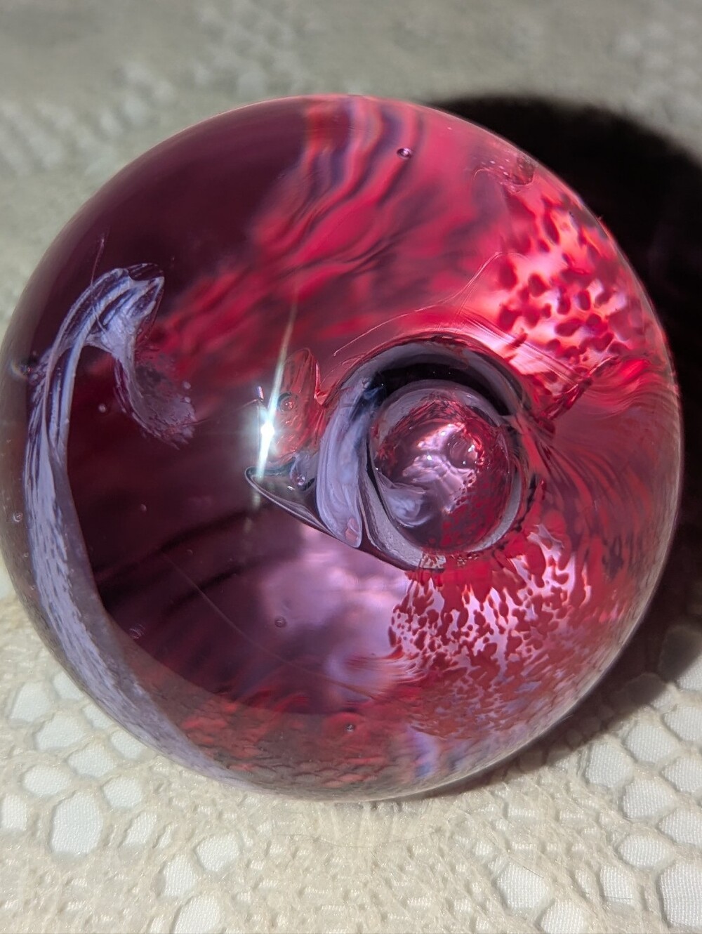Vintage Caithnes Scotland Mooncrystal Hand-Blown Glass Paperweight
